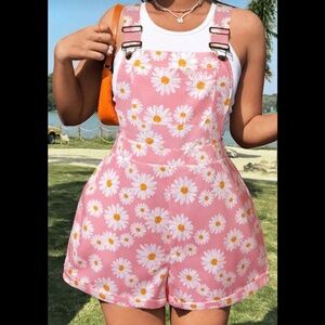 Pink and White Overalls